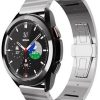 Smartwatch-Zubehör Wigento für Samsung Galaxy Watch 5 Pro 45 mm Deluxe Stahl Ersatz Armband Silber / Style 2 Smart Uhr